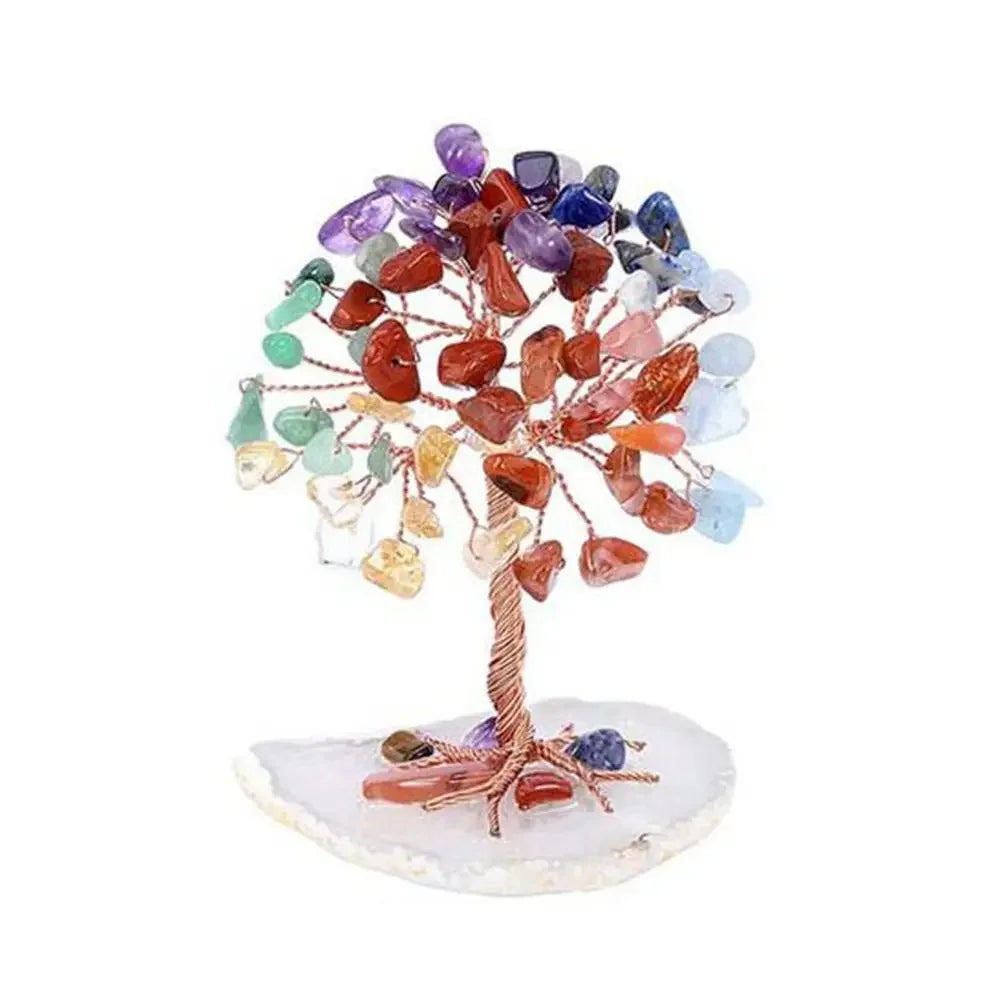 Crystal Money Tree — Feng Shui Gemstone Tree with Agate Slice Base