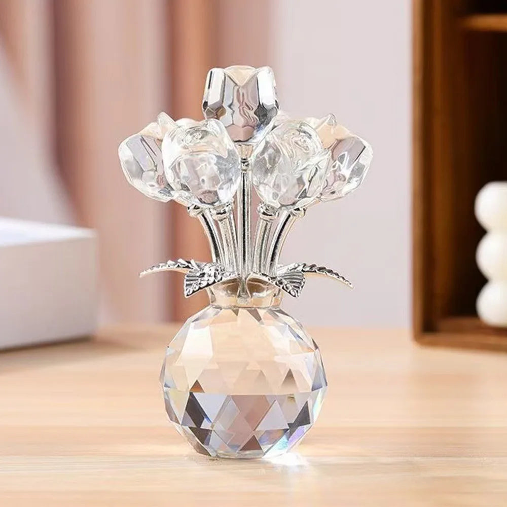 Crystal Rose Bouquet Sculpture — Handmade Rainbow Light Ornament