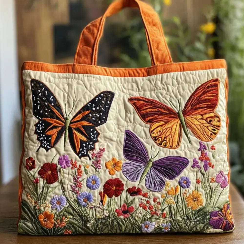 Quilted-Look Canvas Tote Bag | Floral & Animal Designs