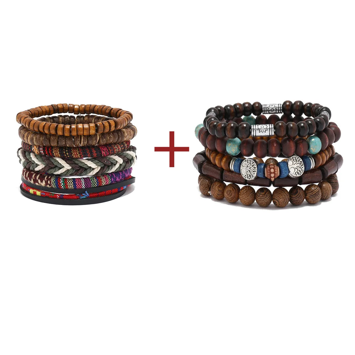 Vintage Multi-Layer Wooden Bead Bracelet | Boho Stacking Bracelet