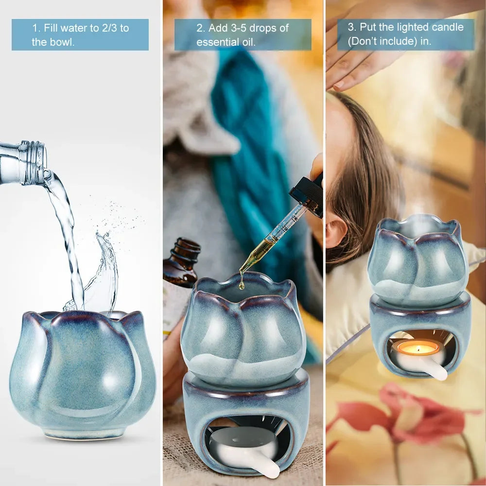 Aromatherapy Tulip Shaped Ceramic Incense Burner