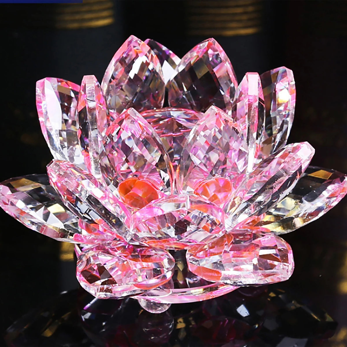 Crystal Lotus Flower Figurine | Sparkling Glass Décor in 8 Colors