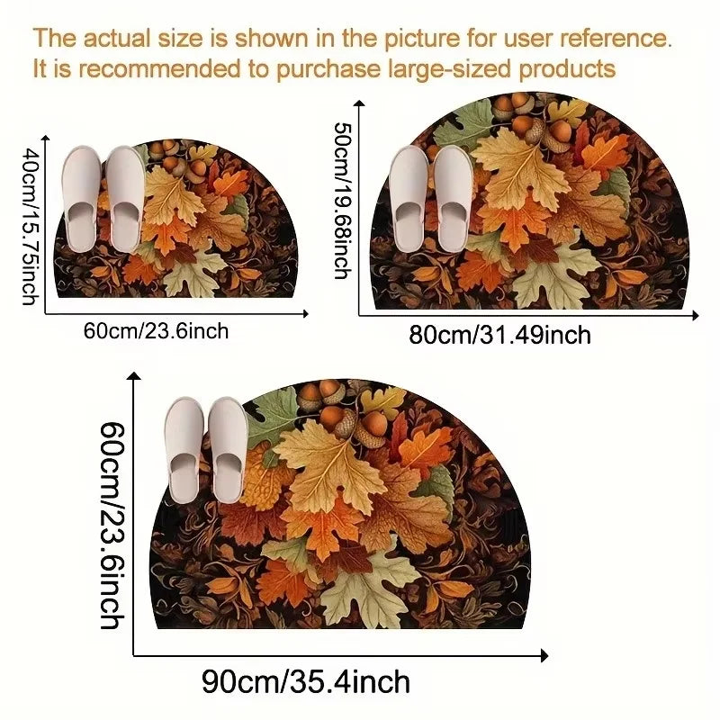 Autumn Maple Leaf Half-Circle Floor Mat