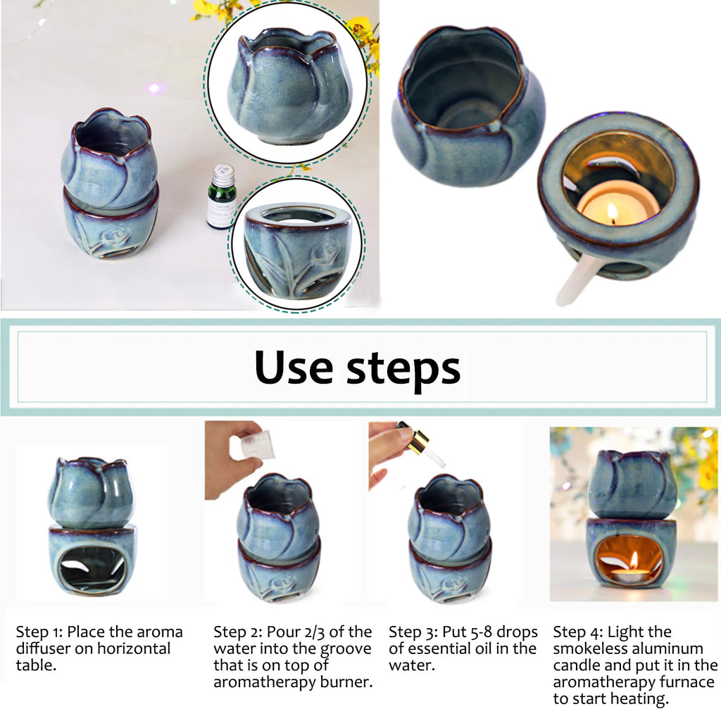 Aromatherapy Tulip Shaped Ceramic Incense Burner