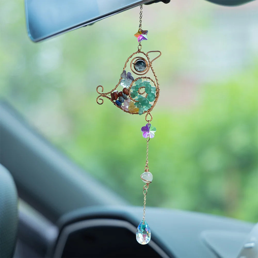 Handcrafted Crystal Wire Suncatcher — Celestial & Nature Prism Pendant