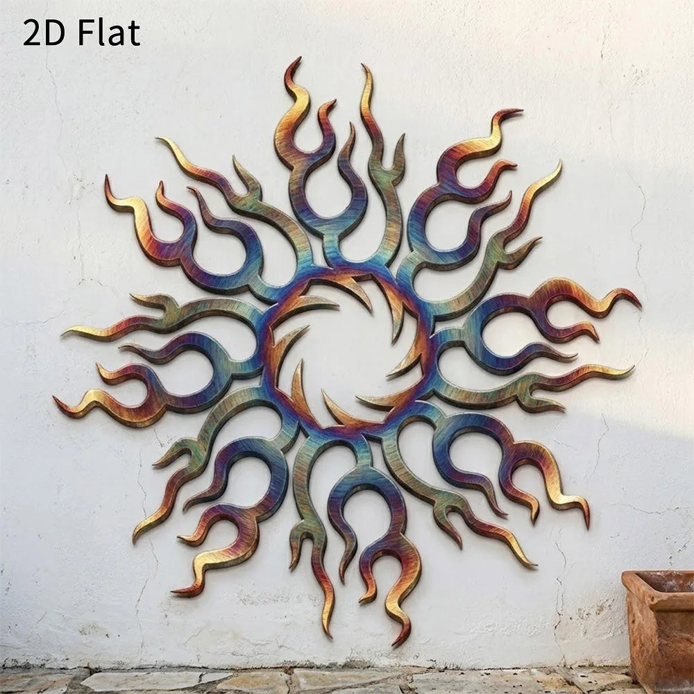 Celestial Sun Flame Metal Wall Art