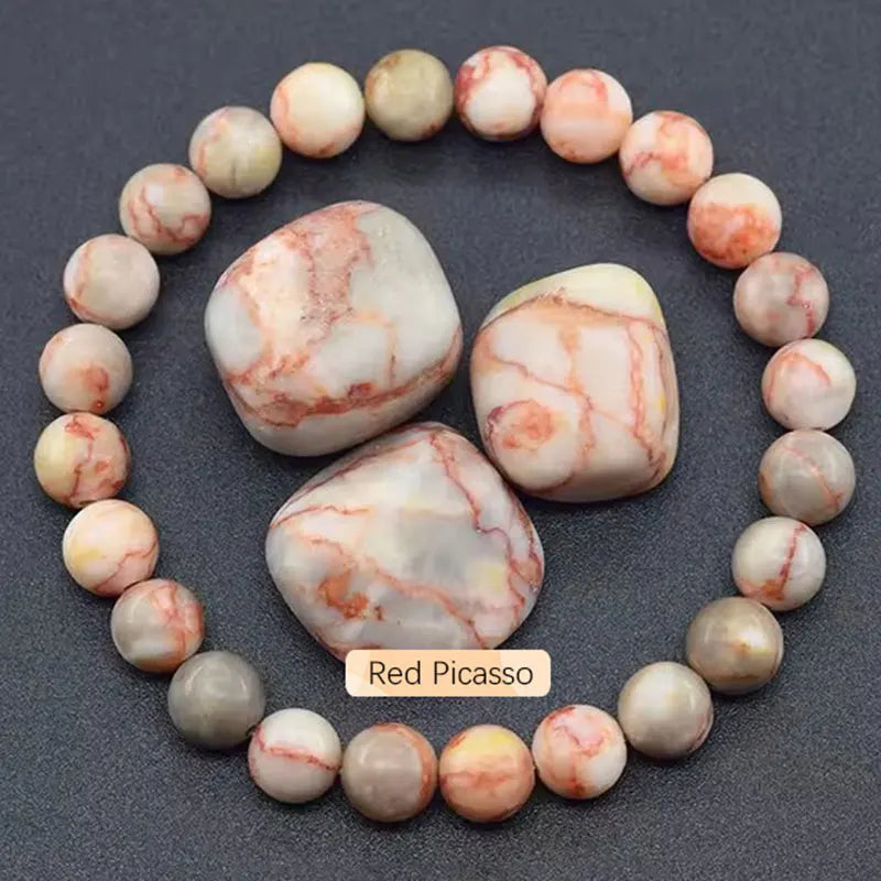 Natural Gemstone Beaded Bracelet — Healing Crystal Stretch Bracelet