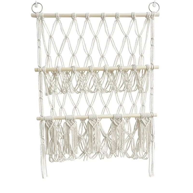 Boho Handwoven Storage Hammock | Wall-Mounted Stuffed Animal & Toy Organizer