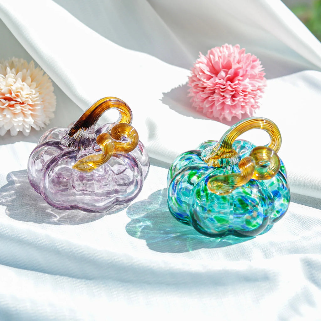 Hand-Blown Glass Pumpkin Figurine | Autumn Decor