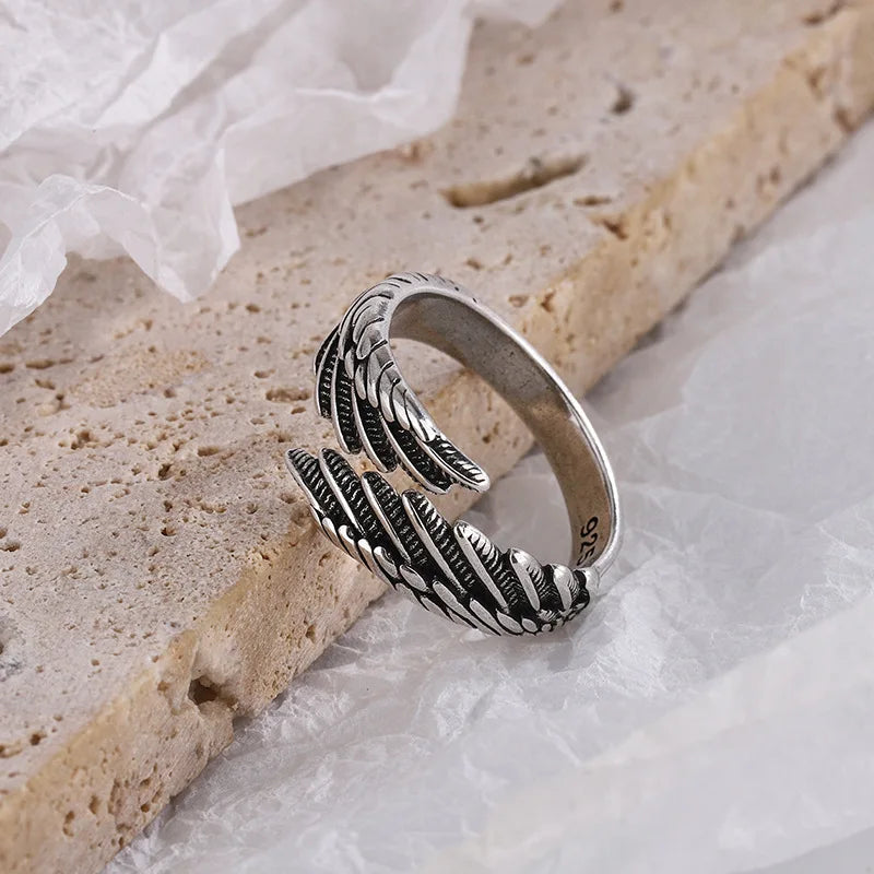 925 Sterling Silver Angel Wing Ring
