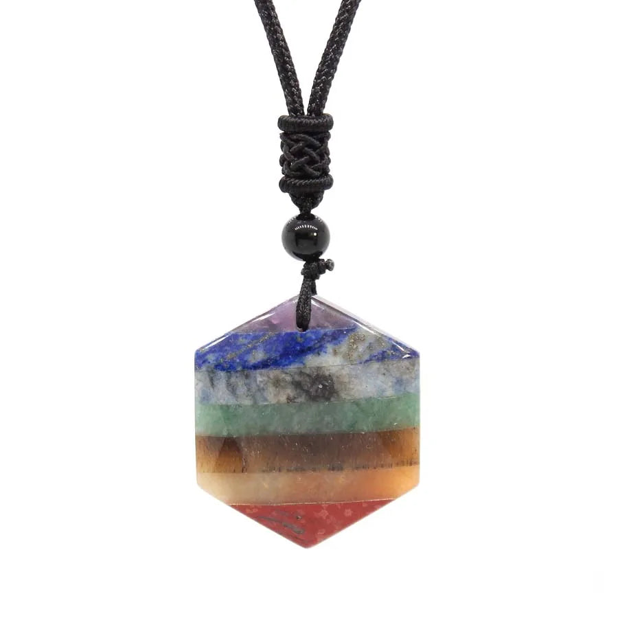 Natural Crystal Pendant Necklace | Healing Stone | 6 Sacred Shapes