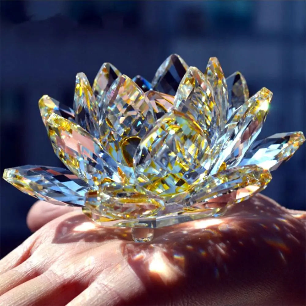 Crystal Lotus Flower Figurine — Healing Energy Home Decor & Gift