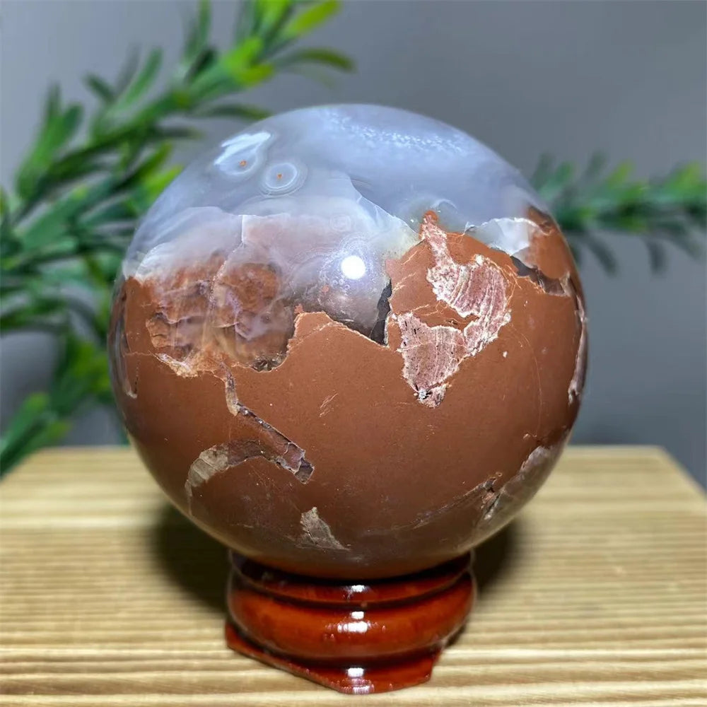 Natural Agate Crystal Sphere with Stand | Hand-Selected · Unique Flash Stone