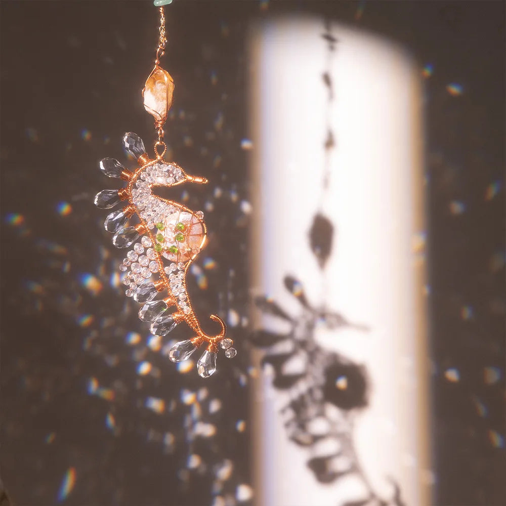 Handcrafted Crystal Wire Suncatcher — Celestial & Nature Prism Pendant