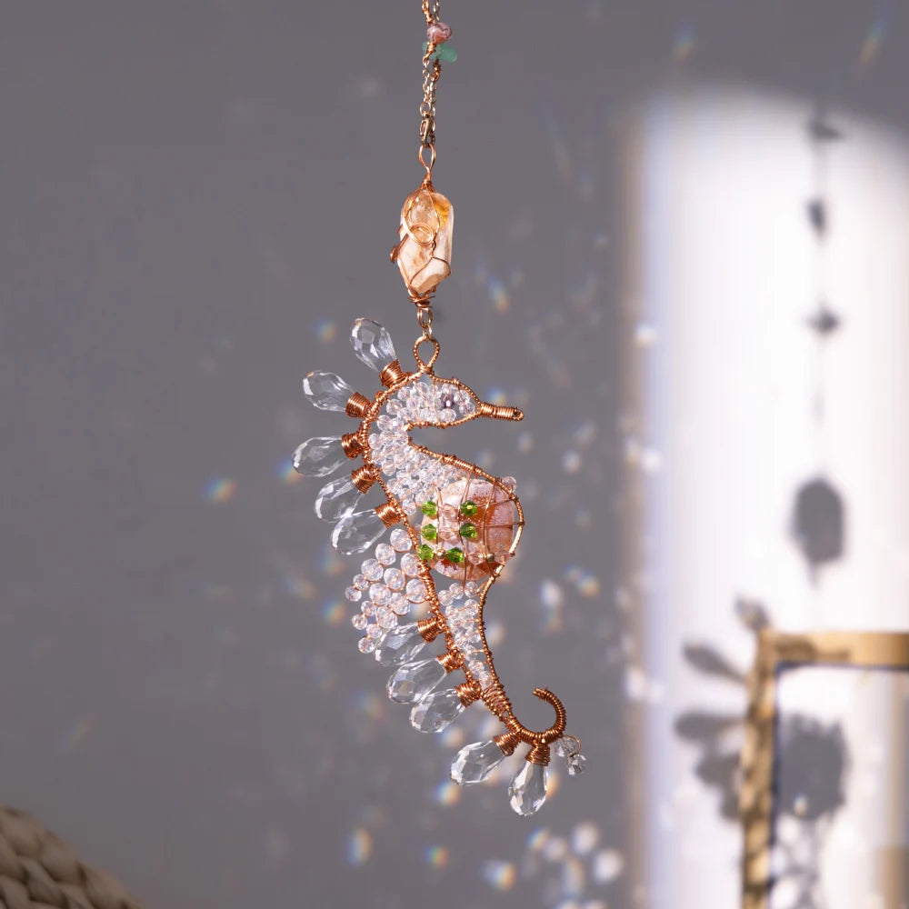 Handcrafted Crystal Wire Suncatcher — Celestial & Nature Prism Pendant