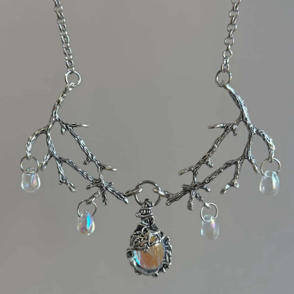 Moonstone Branch Choker Necklace — Gothic Witch Jewelry