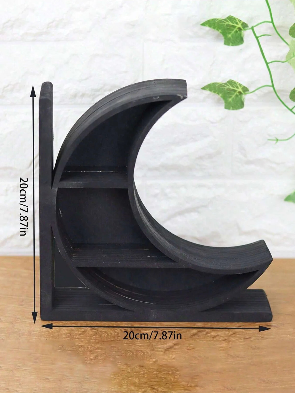 Crystal Sun & Moon Shelf Bookends — Decorative Wood & Crystal Book Holder
