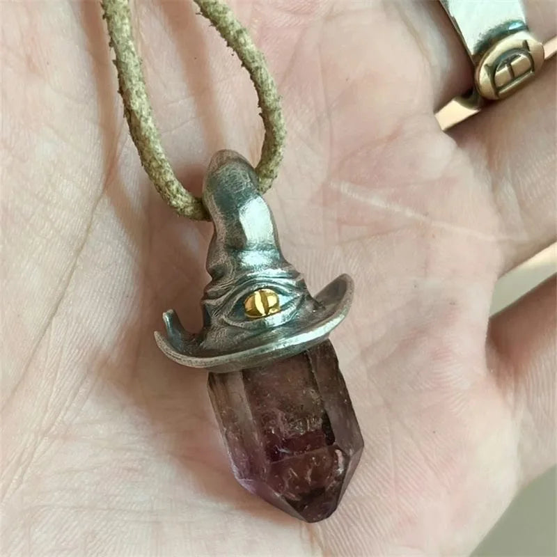 Amethyst Witch Hat Crystal Pendant