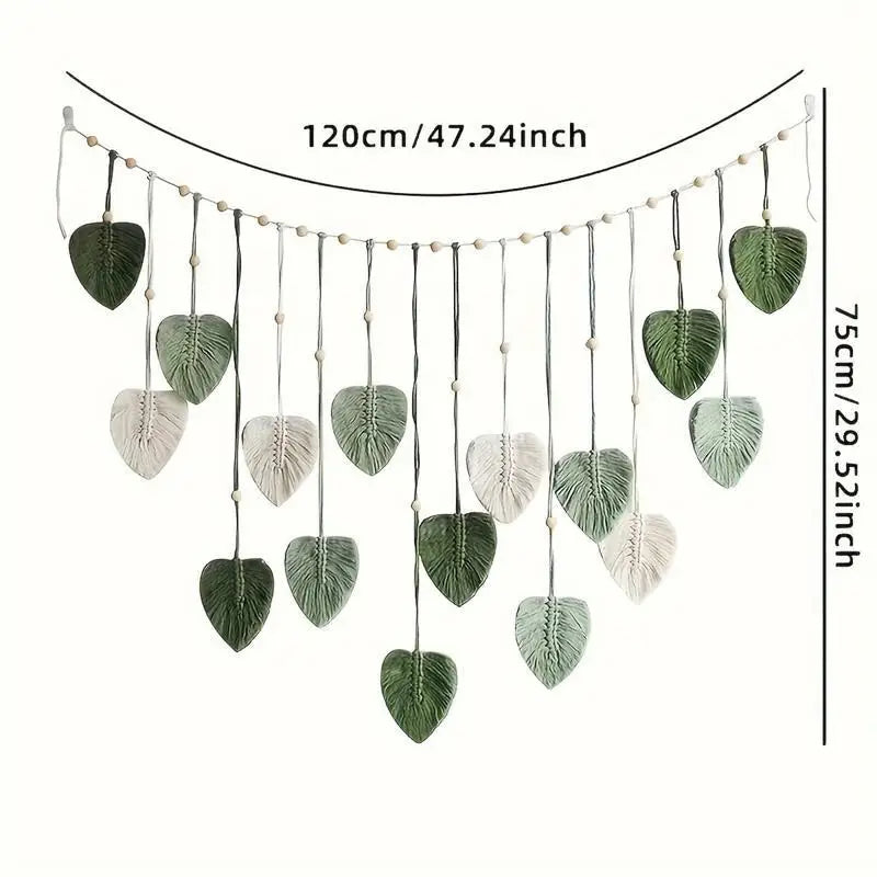 Boho Woven Leaf Wall Hanging | Handcrafted Nature-Inspired Home Décor Ornament