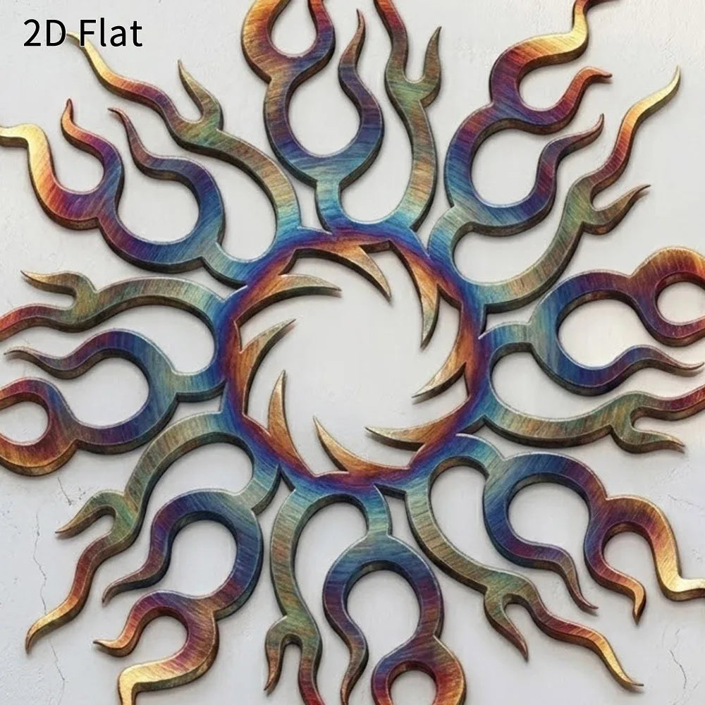 Celestial Sun Flame Metal Wall Art