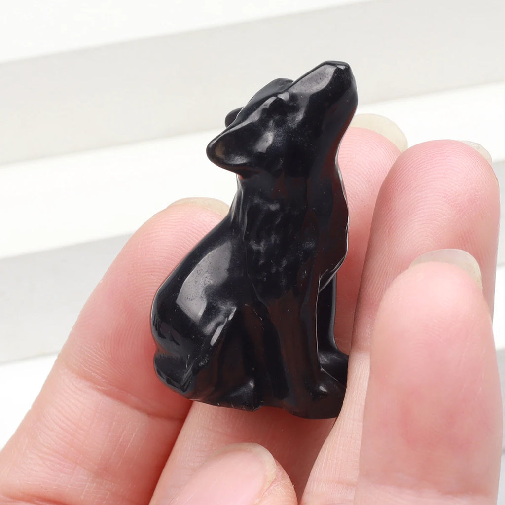 Carved Wolf Crystal Energy Stones