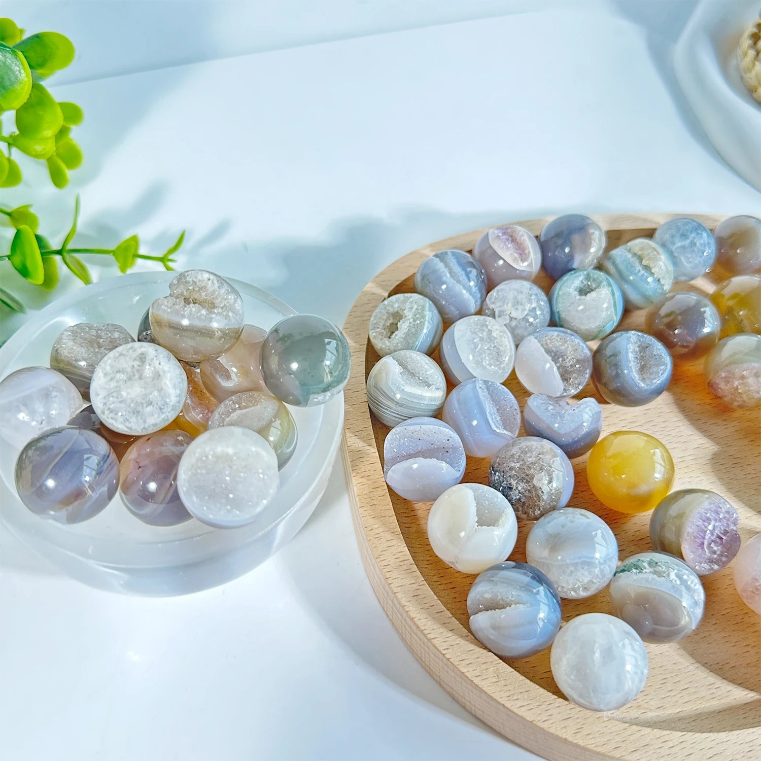 Natural Agate Geode Sphere | Earthy Crystal Ball for Healing & Décor