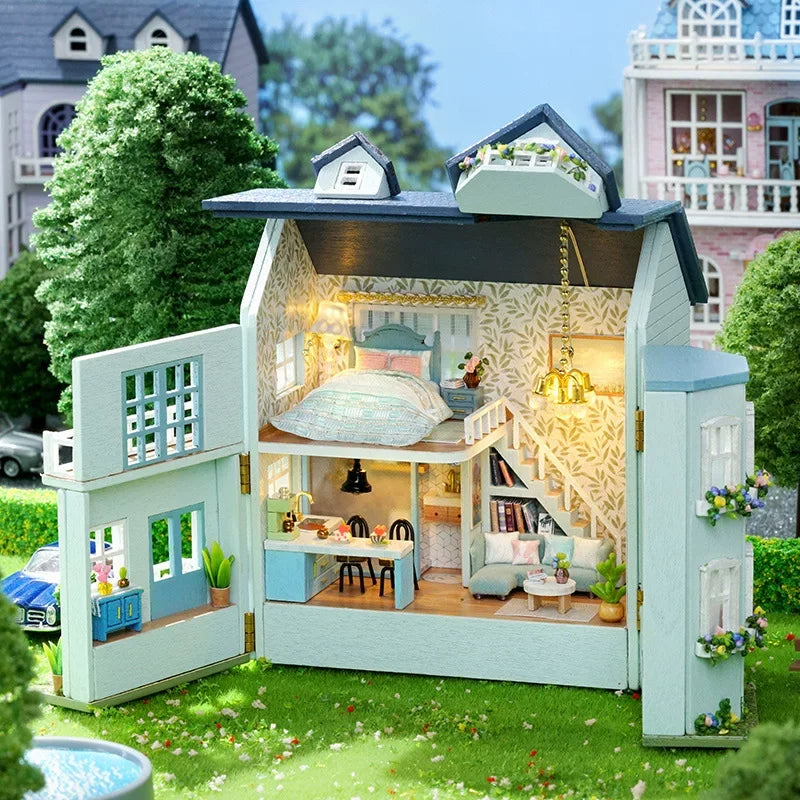 DIY Miniature Home Kit – Cute Wooden Handmade Dollhouse Model for Decoration & Gifting