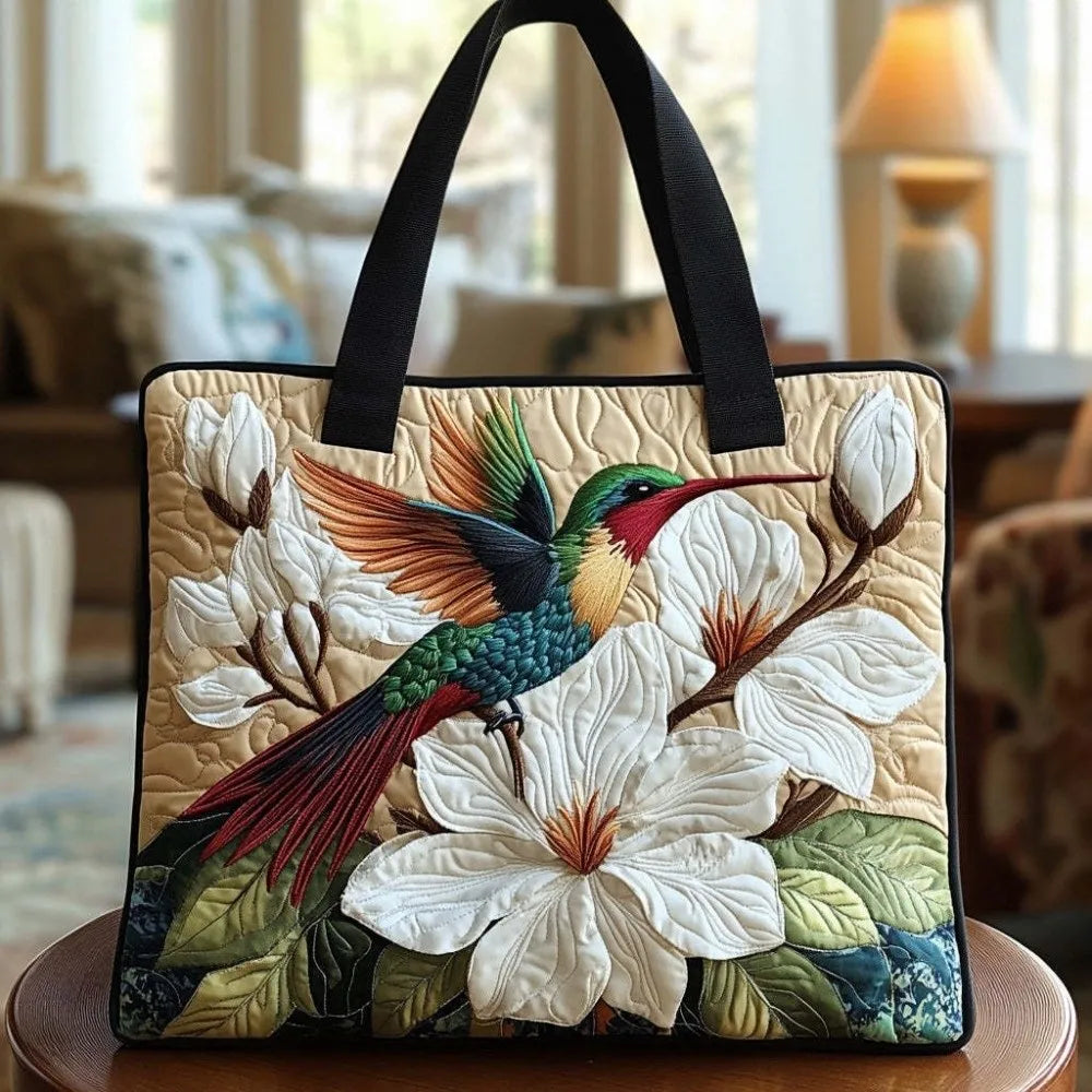 Vintage Quilted Canvas Tote Bag | 3D Art Prints for Nature & Animal Lovers