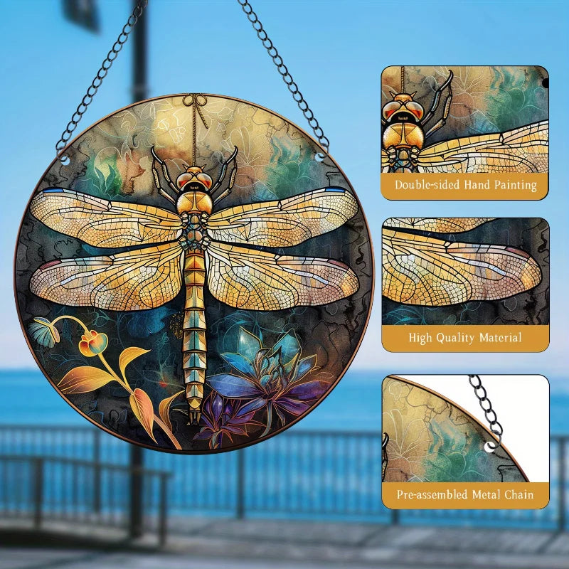 Stained Glass Dragonfly Suncatcher