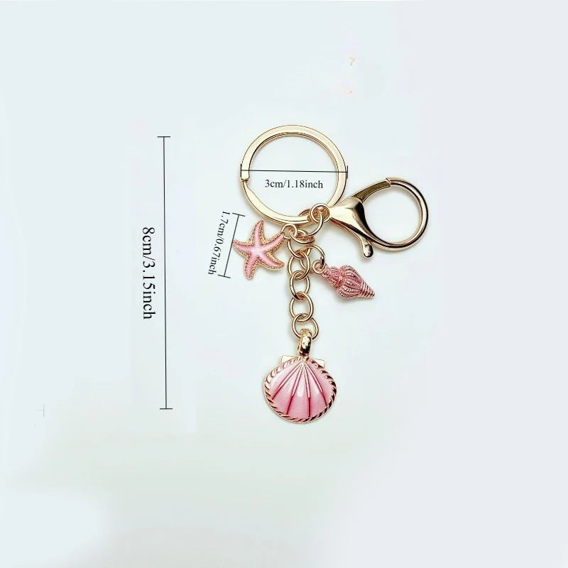 Boho Sea Star & Shell Pearl Bag Charm – Summer Handbag & Keychain Pendant