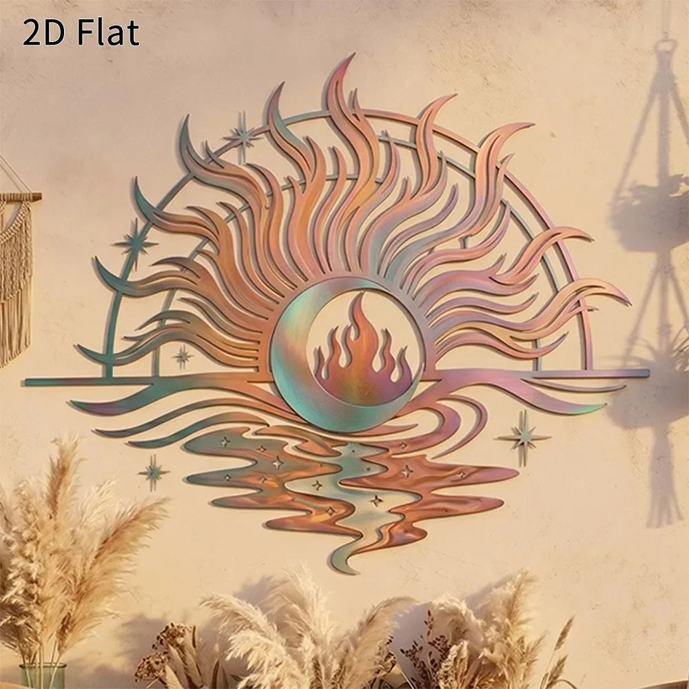 Celestial Sun & Moon Metal Wall Art