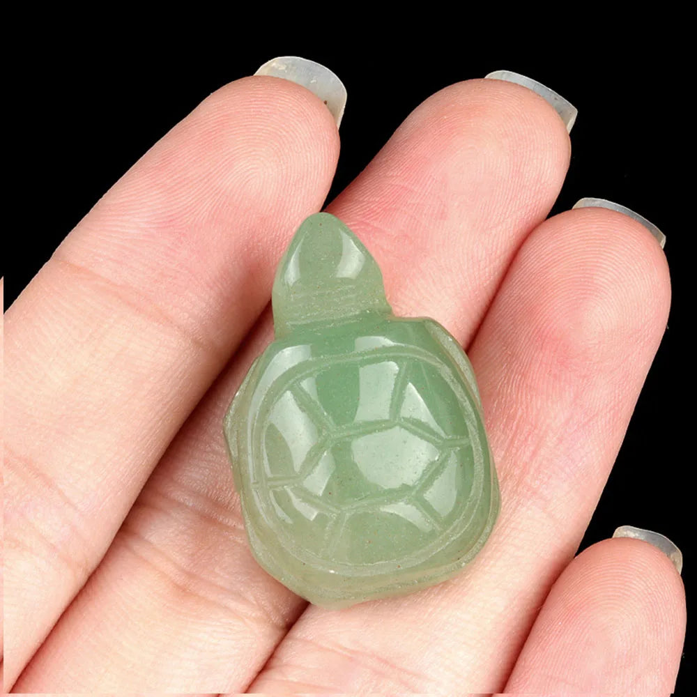 Natural Crystal Turtle Carving – Mini Gemstone Animal Figurine