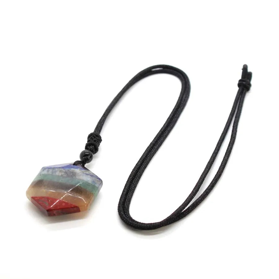 Natural Crystal Pendant Necklace | Healing Stone | 6 Sacred Shapes