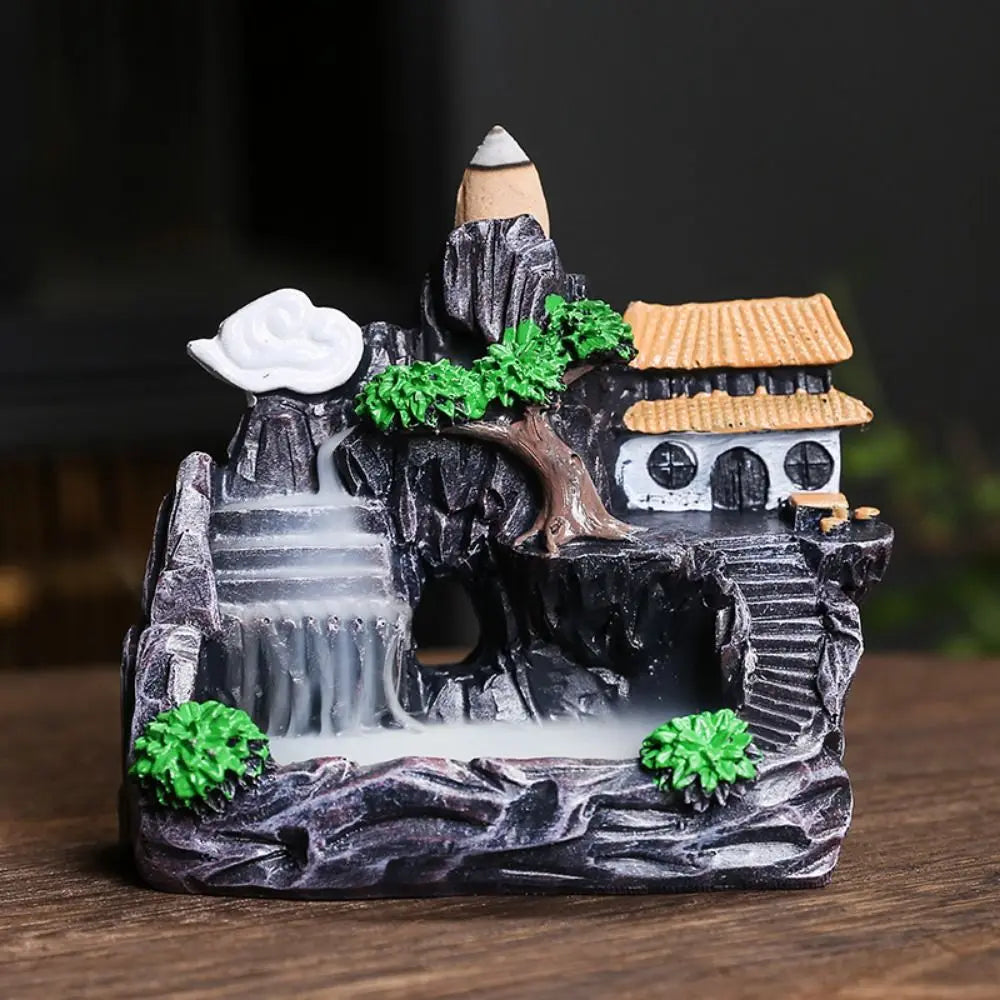Waterfall Backflow Incense Burner – Resin Incense Holder for Home & Office