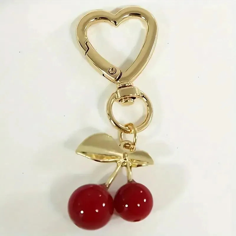 Cherry Blossom Heart Bag Charm | Lobster Clasp Purse Accessory