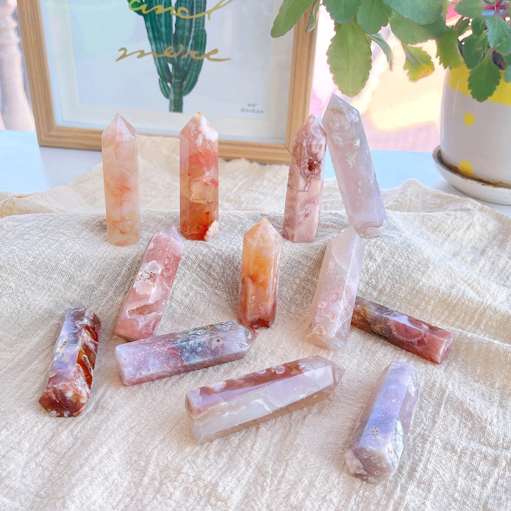 Sakura Agate Crystal Tower | Cherry Agate Point