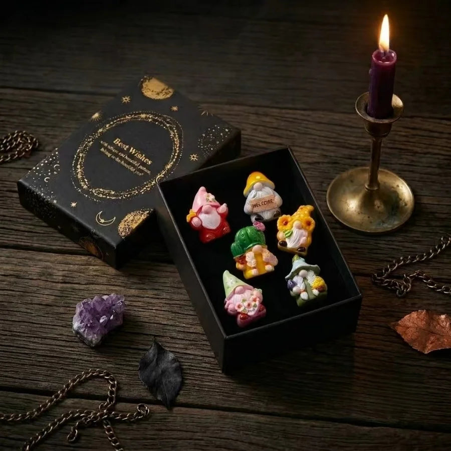 Halloween Witch Mini Resin Figurine — Spooky Dwarf with Gift Box for Shelf & Garden Décor