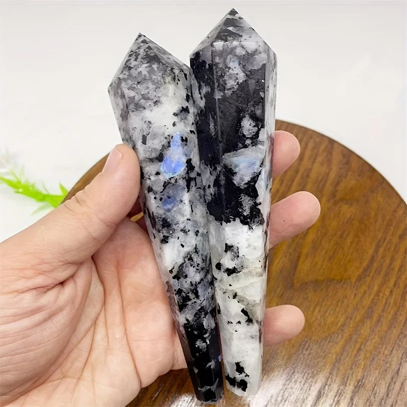 Natural Moonstone Crystal Tower — Rainbow Iridescent Boho Healing Stone