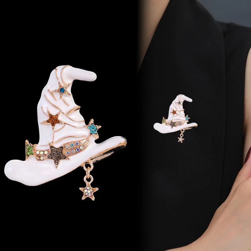 Witch Hat Star Brooch Pin | Gothic Halloween Jewelry Accessory