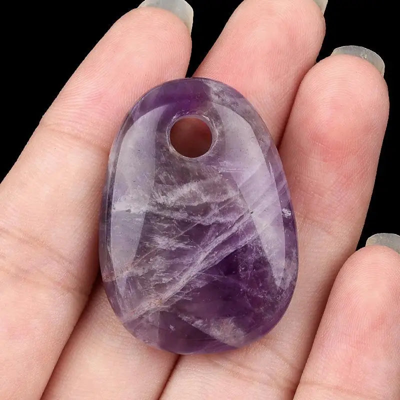 Natural Crystal Oval Pendant Charm | 25x35mm Stone Charm for DIY Jewelry Making