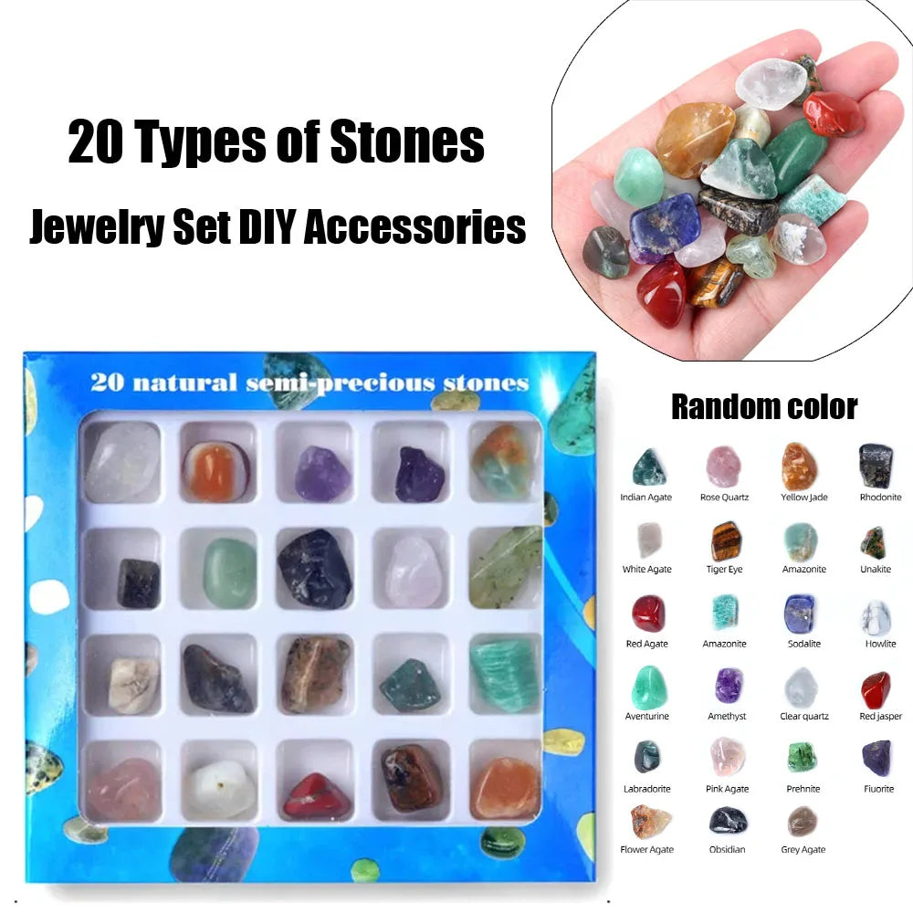 Chakra Healing Crystal Set | 20pc Gemstone Collection for DIY Jewelry & Décor