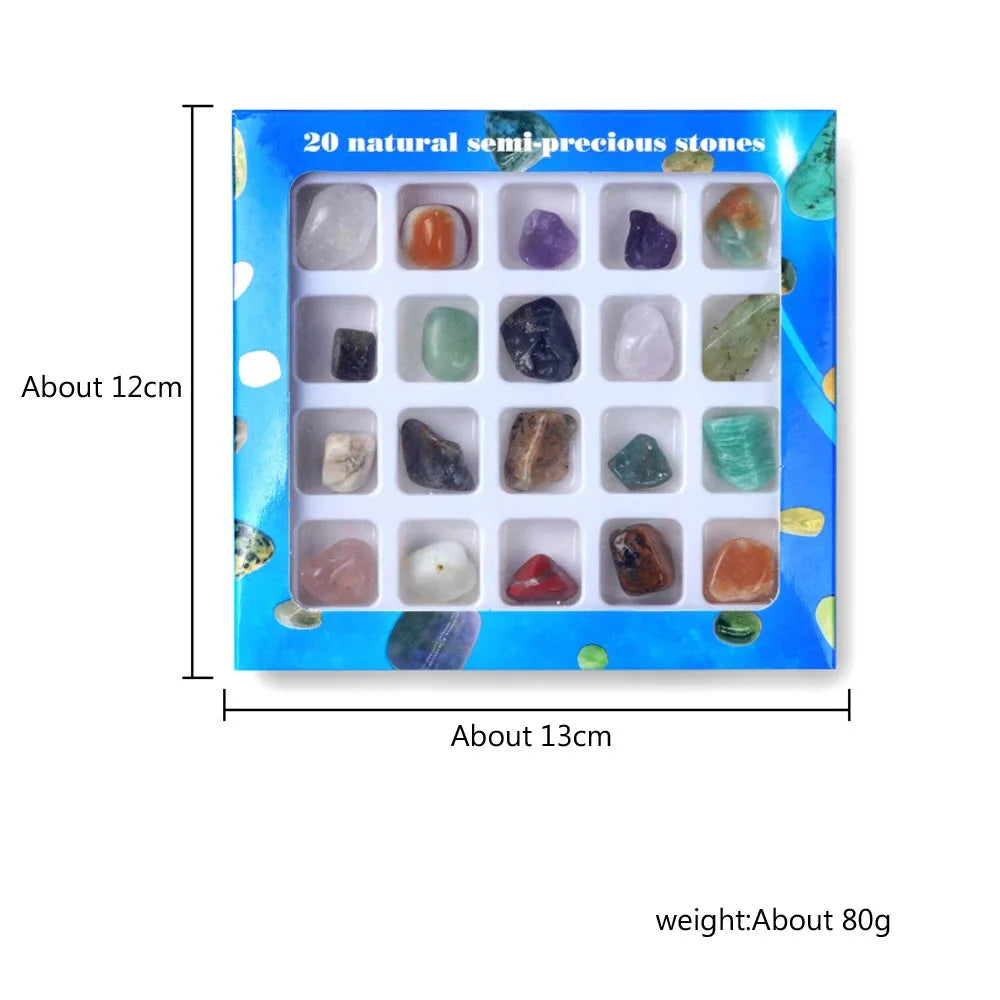 Chakra Healing Crystal Set | 20pc Gemstone Collection for DIY Jewelry & Décor