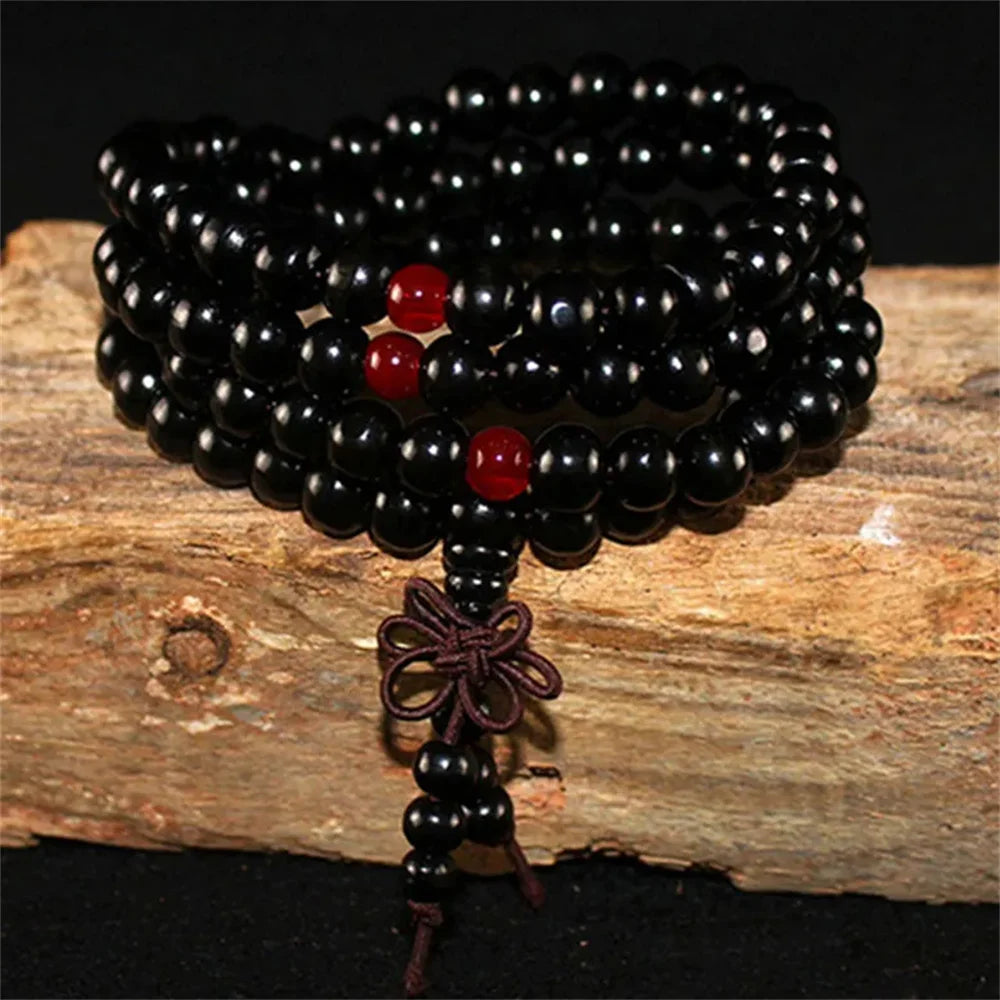 Natural Sandalwood 108 Bead Mala Bracelet