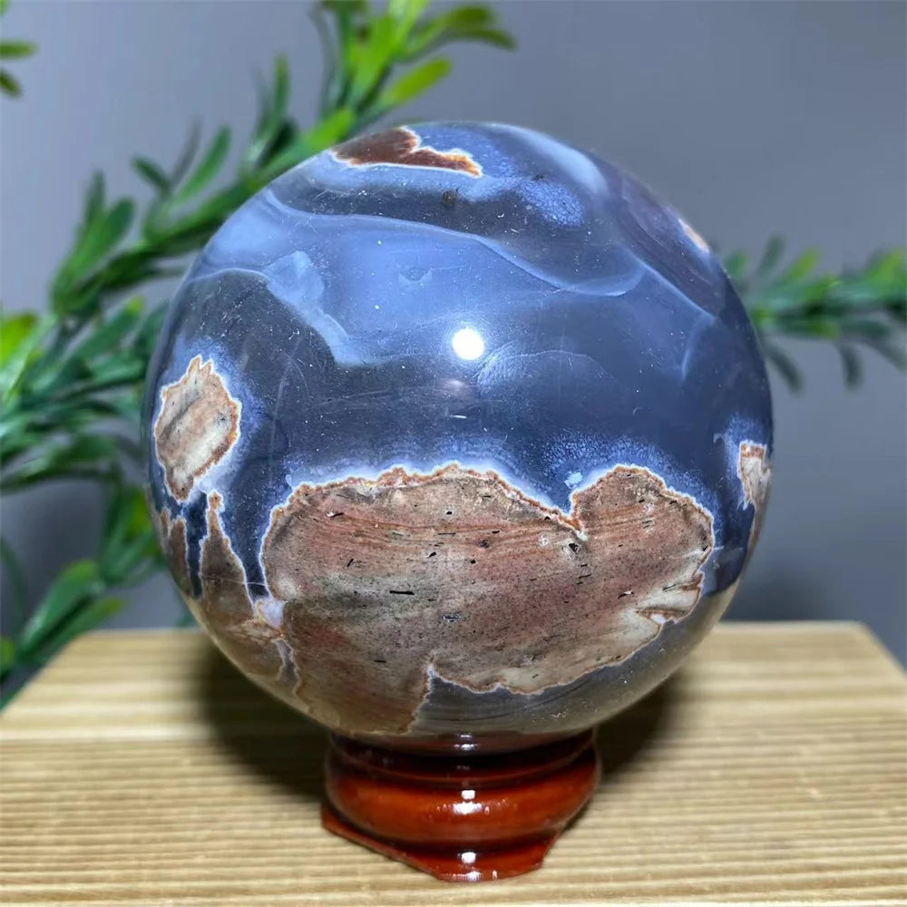 Natural Agate Crystal Sphere with Stand | Hand-Selected · Unique Flash Stone