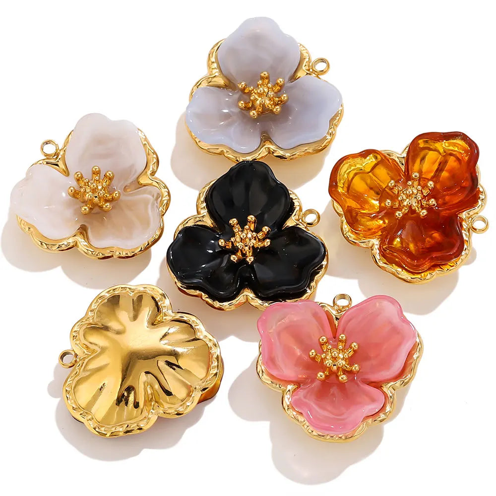 Hibiscus Flower Pendant Charms for DIY Jewelry