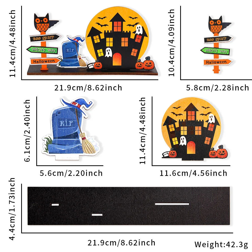 Halloween Haunted House 2D Wooden Centerpiece | Spooky Table Decor | Family Gathering Display