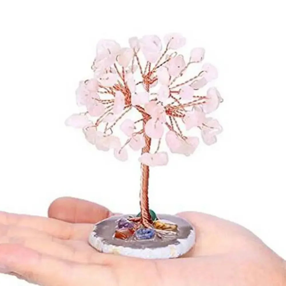 Crystal Money Tree — Feng Shui Gemstone Tree with Agate Slice Base