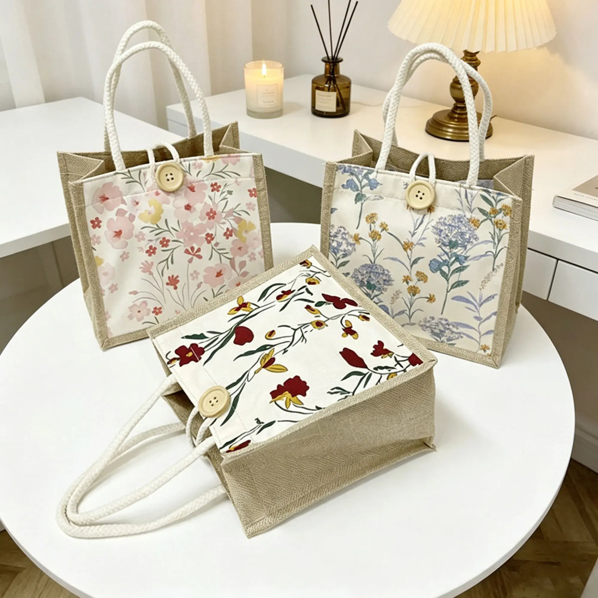 Mini Floral Linen Handbag | Boho Square Bag for Women | 6 Styles
