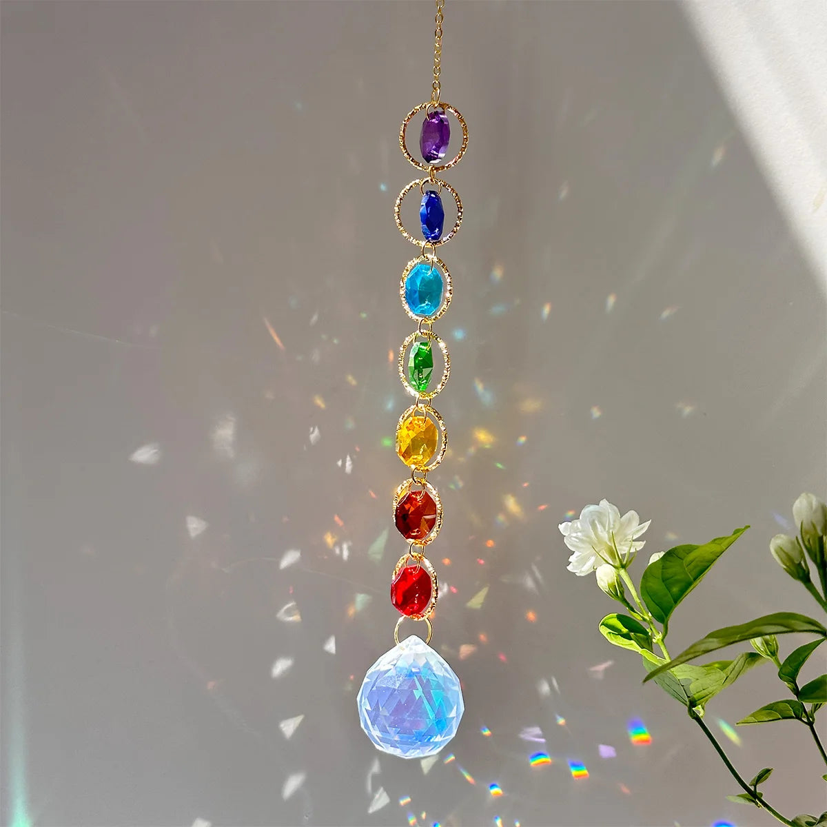 Rainbow Whimsy Crystal Suncatcher Mobile
