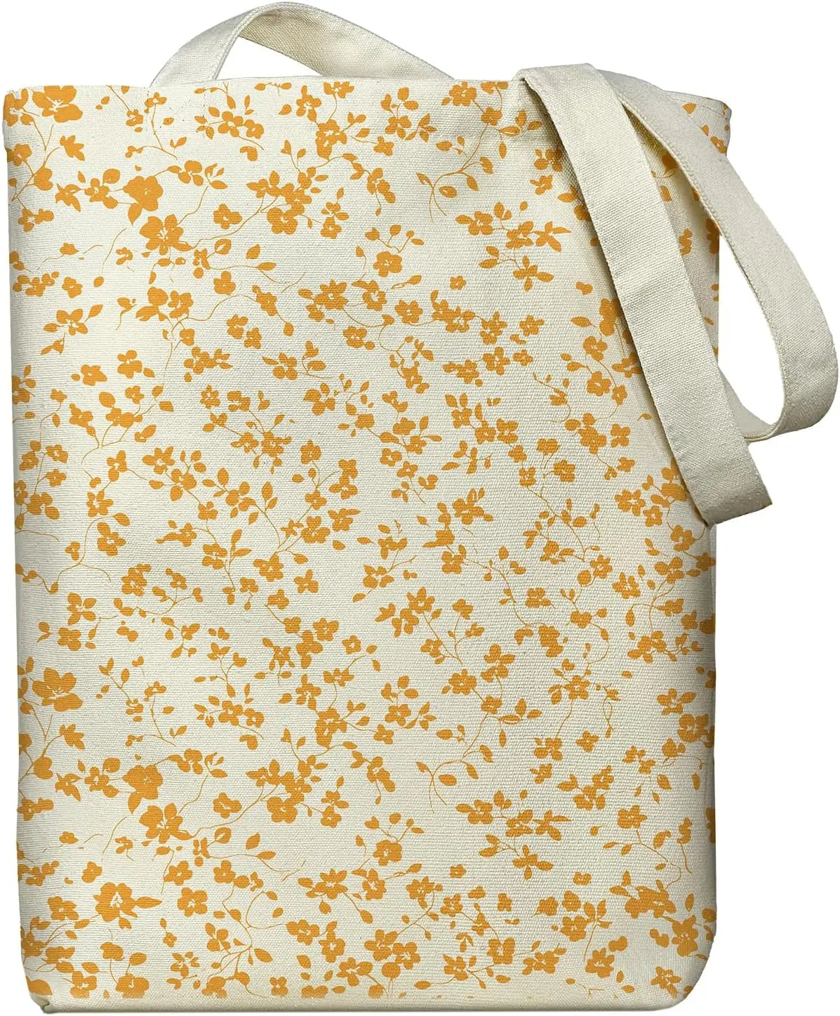 Floral Canvas Tote Bag | Zippered Women's Bag for Work, Shopping & Everyday